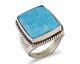 Navajo Ring 925 Silver Natural Blue Turquoise Native American Artist C. 80's