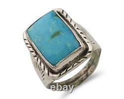 Navajo Ring 925 Silver Natural Blue Turquoise Native American Artist C. 80's