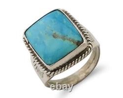 Navajo Ring 925 Silver Natural Blue Turquoise Native American Artist C. 80's