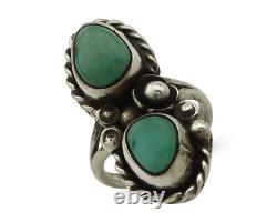 Navajo Ring 925 Silver Natural Blue Turquoise Native American Artist C. 80's