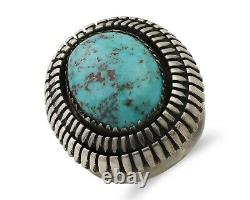 Navajo Ring 925 Silver Natural Blue Turquoise Native American Artist C. 80's
