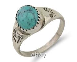 Navajo Ring 925 Silver Natural Blue Turquoise Native American Artist C. 80's