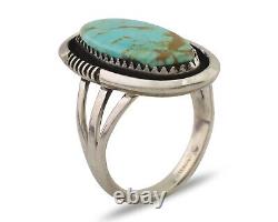 Navajo Ring 925 Silver Natural Blue Turquoise Native American Artist C. 80's