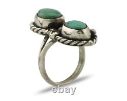 Navajo Ring 925 Silver Natural Blue Turquoise Native American Artist C. 80's