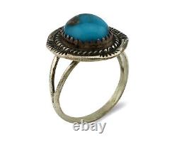 Navajo Ring. 925 Silver Natural Blue Turquoise Native American Artist C. 80's