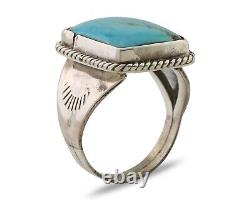 Navajo Ring 925 Silver Natural Blue Turquoise Native American Artist C. 80's