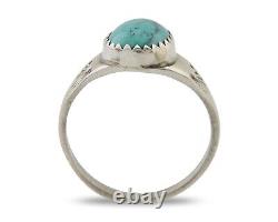 Navajo Ring 925 Silver Natural Blue Turquoise Native American Artist C. 80's