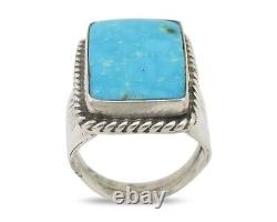 Navajo Ring 925 Silver Natural Blue Turquoise Native American Artist C. 80's