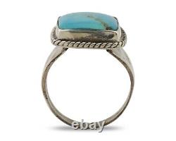 Navajo Ring 925 Silver Natural Blue Turquoise Native American Artist C. 80's