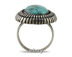 Navajo Ring 925 Silver Natural Blue Turquoise Native American Artist C. 80's