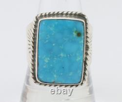 Navajo Ring 925 Silver Natural Blue Turquoise Native American Artist C. 80's