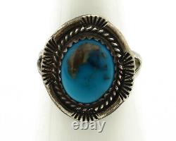 Navajo Ring. 925 Silver Natural Blue Turquoise Native American Artist C. 80's