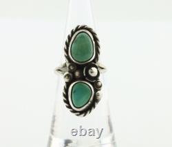 Navajo Ring 925 Silver Natural Blue Turquoise Native American Artist C. 80's