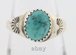 Navajo Ring 925 Silver Natural Blue Turquoise Native American Artist C. 80's