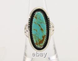 Navajo Ring 925 Silver Natural Blue Turquoise Native American Artist C. 80's