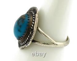 Navajo Ring. 925 Silver Natural Blue Turquoise Native American Artist C. 80's