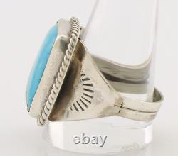 Navajo Ring 925 Silver Natural Blue Turquoise Native American Artist C. 80's