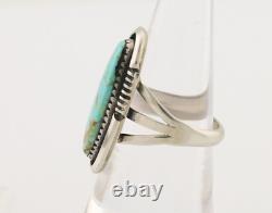 Navajo Ring 925 Silver Natural Blue Turquoise Native American Artist C. 80's