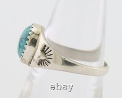 Navajo Ring 925 Silver Natural Blue Turquoise Native American Artist C. 80's