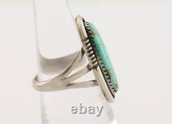 Navajo Ring 925 Silver Natural Blue Turquoise Native American Artist C. 80's