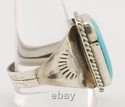 Navajo Ring 925 Silver Natural Blue Turquoise Native American Artist C. 80's