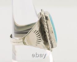 Navajo Ring 925 Silver Natural Blue Turquoise Native American Artist C. 80's