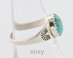 Navajo Ring 925 Silver Natural Blue Turquoise Native American Artist C. 80's