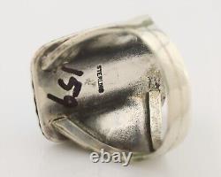 Navajo Ring 925 Silver Natural Blue Turquoise Native American Artist C. 80's