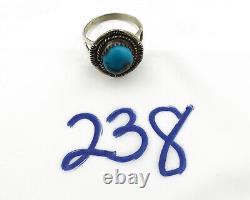 Navajo Ring. 925 Silver Natural Blue Turquoise Native American Artist C. 80's