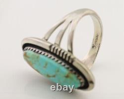 Navajo Ring 925 Silver Natural Blue Turquoise Native American Artist C. 80's