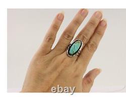 Navajo Ring 925 Silver Natural Blue Turquoise Native American Artist C. 80's