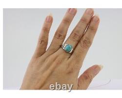 Navajo Ring 925 Silver Natural Blue Turquoise Native American Artist C. 80's