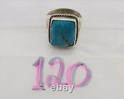 Navajo Ring 925 Silver Natural Blue Turquoise Native American Artist C. 80's