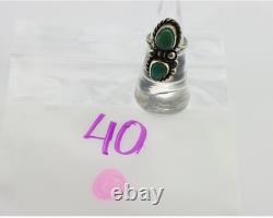 Navajo Ring 925 Silver Natural Blue Turquoise Native American Artist C. 80's