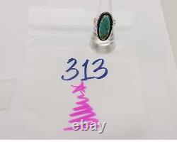 Navajo Ring 925 Silver Natural Blue Turquoise Native American Artist C. 80's