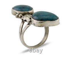 Navajo Ring 925 Silver Natural Blue Turquoise Native American C. 80's