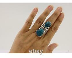 Navajo Ring 925 Silver Natural Blue Turquoise Native American C. 80's