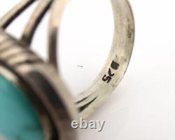 Navajo Ring. 925 Silver Natural Blue Turquoise Signed Artist C. 1980's