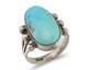 Navajo Ring 925 Silver Natural Kingman Turquoise Native American Artist C. 80's
