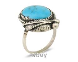 Navajo Ring 925 Silver Natural Kingman Turquoise Native American Artist C. 80's