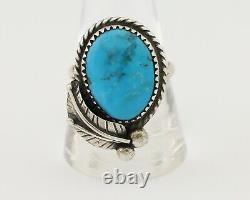 Navajo Ring 925 Silver Natural Kingman Turquoise Native American Artist C. 80's