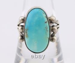 Navajo Ring 925 Silver Natural Kingman Turquoise Native American Artist C. 80's