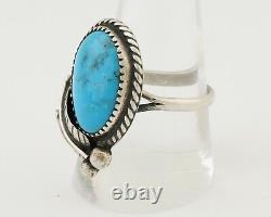 Navajo Ring 925 Silver Natural Kingman Turquoise Native American Artist C. 80's