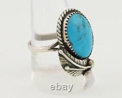 Navajo Ring 925 Silver Natural Kingman Turquoise Native American Artist C. 80's