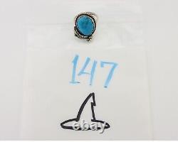 Navajo Ring 925 Silver Natural Kingman Turquoise Native American Artist C. 80's