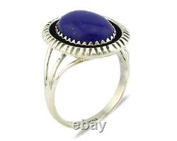 Navajo Ring. 925 Silver Natural Lapis Lazuli Native American Artist C. 80's