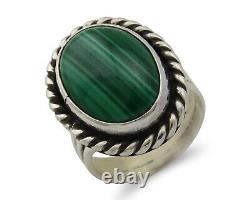 Navajo Ring 925 Silver Natural Malachite Native American Artist C. 80's