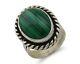 Navajo Ring 925 Silver Natural Malachite Native American Artist C. 80's