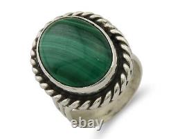 Navajo Ring 925 Silver Natural Malachite Native American Artist C. 80's
