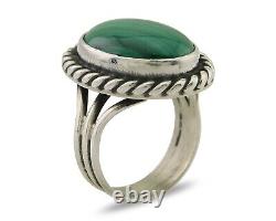 Navajo Ring 925 Silver Natural Malachite Native American Artist C. 80's